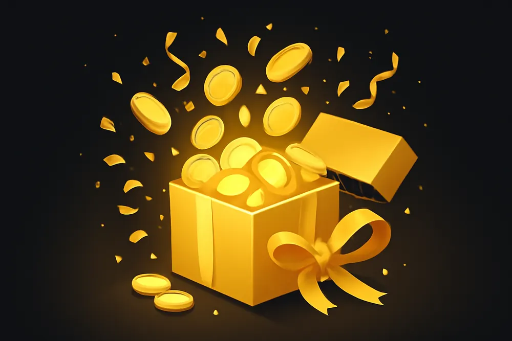 Ragyogó üdvözlő bónusz ajándékdoboz érmékkel az amunra welcome bonus ajánlatához