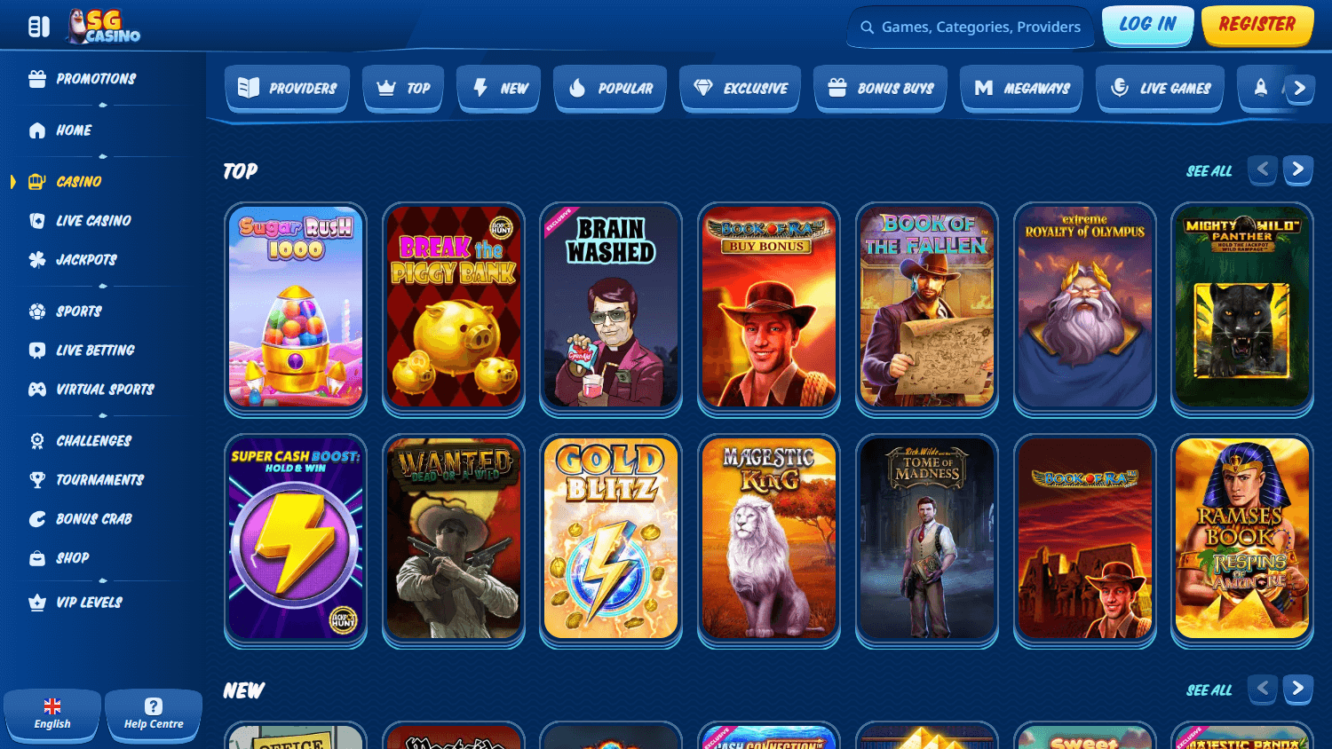 SG Casino játékok kínálata